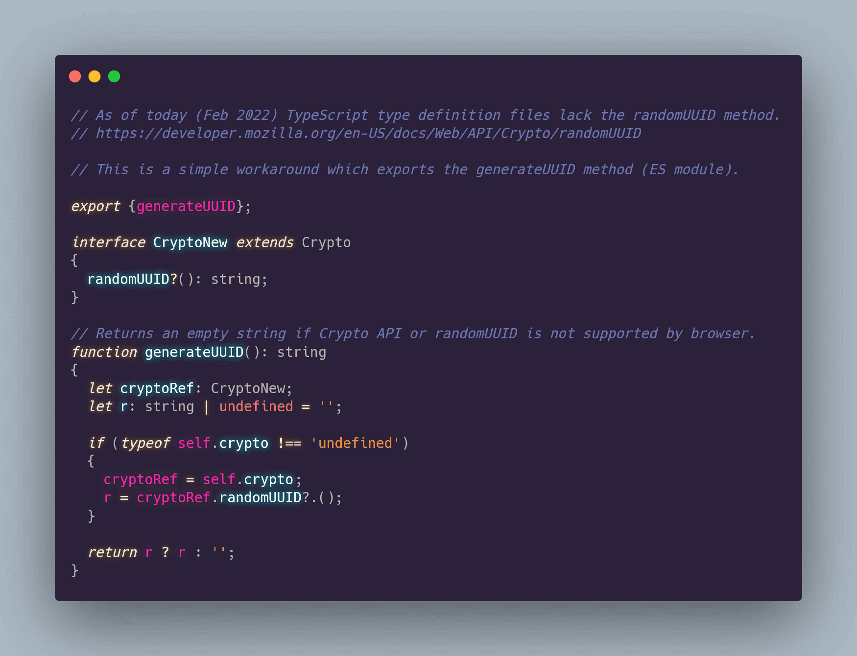 randomUUID in TypeScript